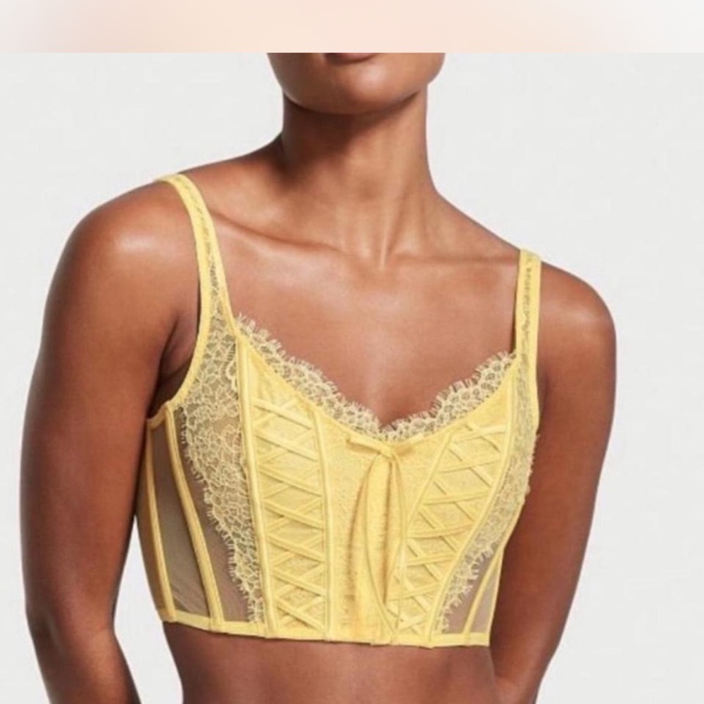 Victoria's Secret Yellow Lace Corset Bra